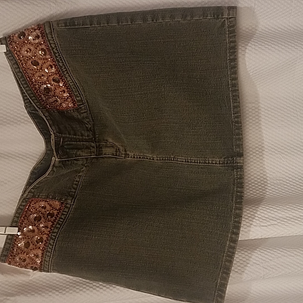 Express bronze / jean skirt w wmbellishments size 14 13